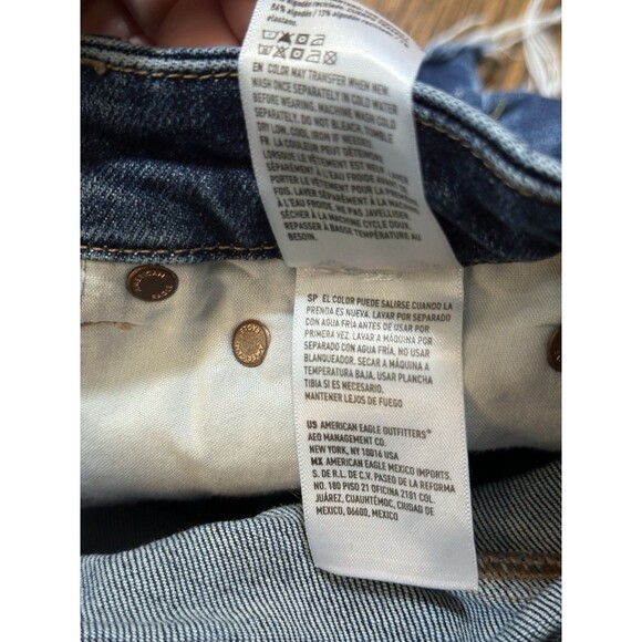 American Eagle Strigid Distressed Blue Denim Jean Shorts Cutoff Cotton‎ Size 0 - Picture 7 of 9